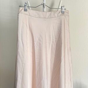 Beige Champaign satin maxi skirt A-line fully lined size M